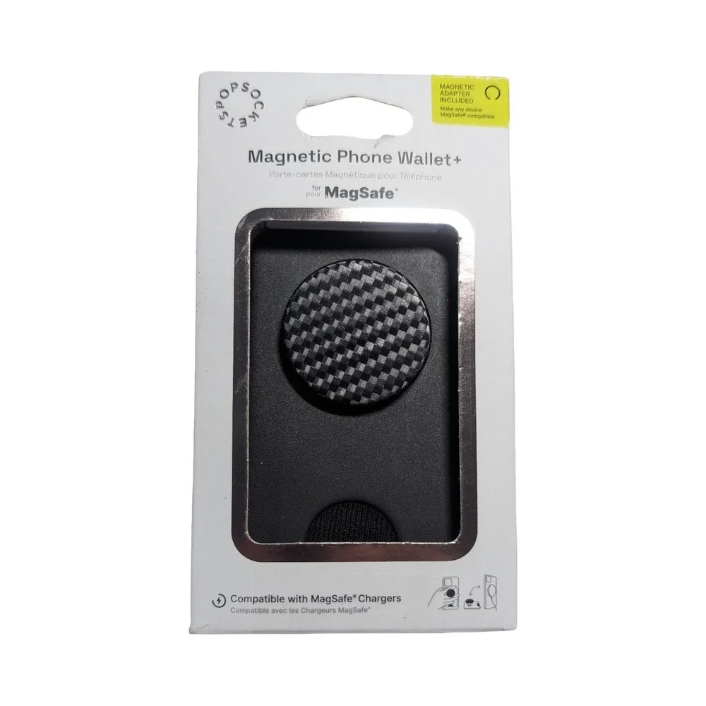 8-P PopSockets Magnetic MagSafe PopWallet+ Phone Wallet/Grip Carbonite Weave ⬇️